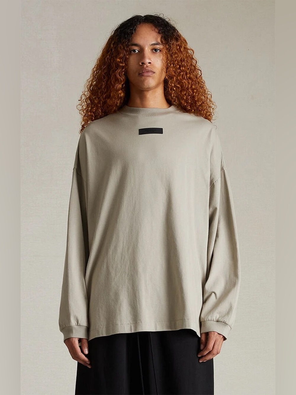 Fear of God Essentials Beige Cotton Long‎ Sleeve Men's T-Shirt L Oversized